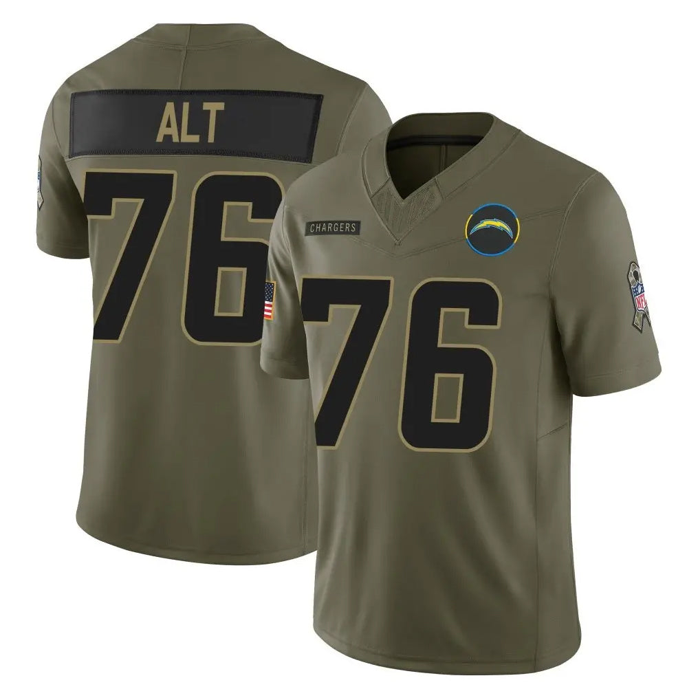 LA.Chargers #76 Joe Alt Player Olive 2025 Salute To Service Limited Game Gdoa Stitched Jerseys