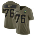LA.Chargers #76 Joe Alt Player Olive 2025 Salute To Service Limited Game Gdoa Stitched Jerseys