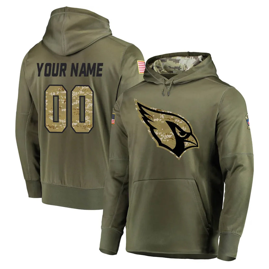 Custom A.Cardinals Olive Salute to Service Limited Hoodie Any Name & Numbers Gdoa Stitched Jerseys