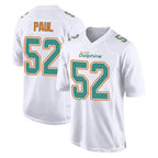 M.Dolphins #52 Patrick Paul Player White Fashion Home Game Gdoa Stitched Jerseys