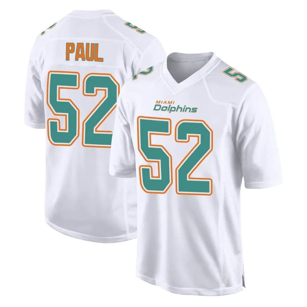 M.Dolphins #52 Patrick Paul Player White Fashion Home Game Gdoa Stitched Jerseys