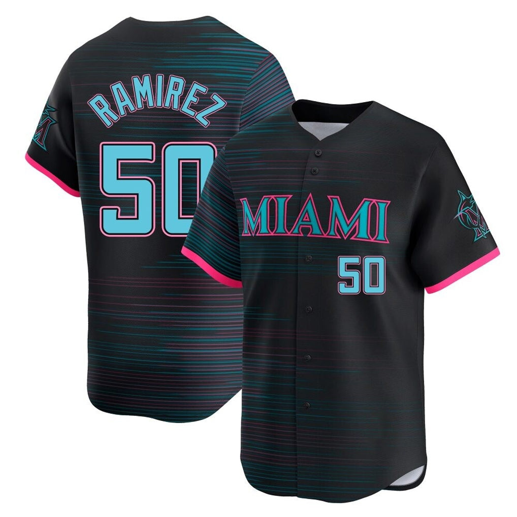 M.Marlins #50 Agustin Ramirez Player Black City Connect Home Limited Fdoa Stitched Jerseys