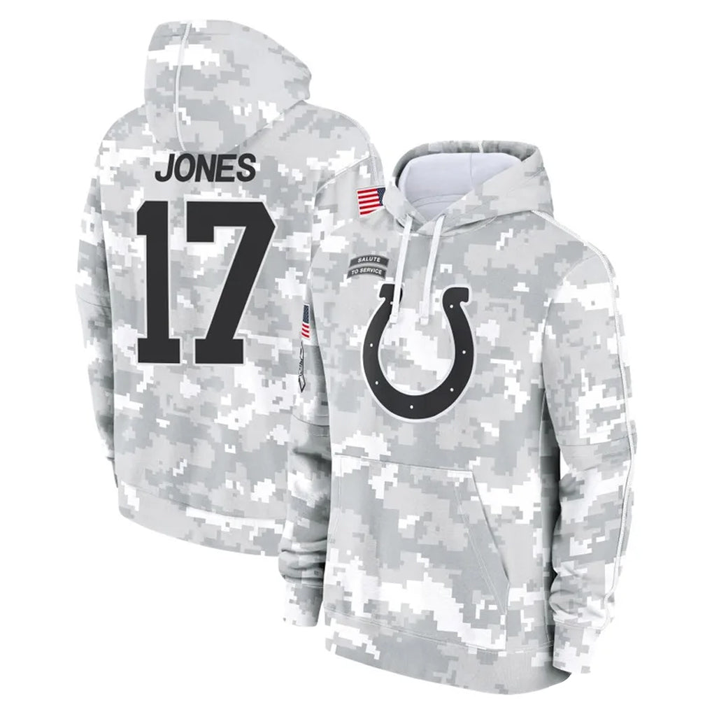 IN.Colts #17 Daniel Jones Player Arctic Camo Salute to Service Hoodies Limited Game Gdoa Stitched Jerseys