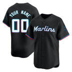 Custom M.Marlins Black Limited Home Game Any Name & Number Gdoa Stitched Jerseys