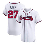 A.Braves #27 Austin Riley Player White Limited Elite Home Game Gdoa Stitched Jerseys
