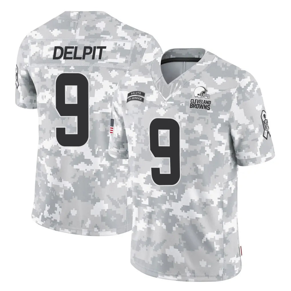 C.Browns #9 Grant Delpit Player Arctic Camo Salute to Service Limited Home Game Gdoa Stitched Jerseys