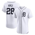 D.Tigers #28 Javier B¨¢ez Player White Limited Elite Home Gdoa Stitched Jerseys