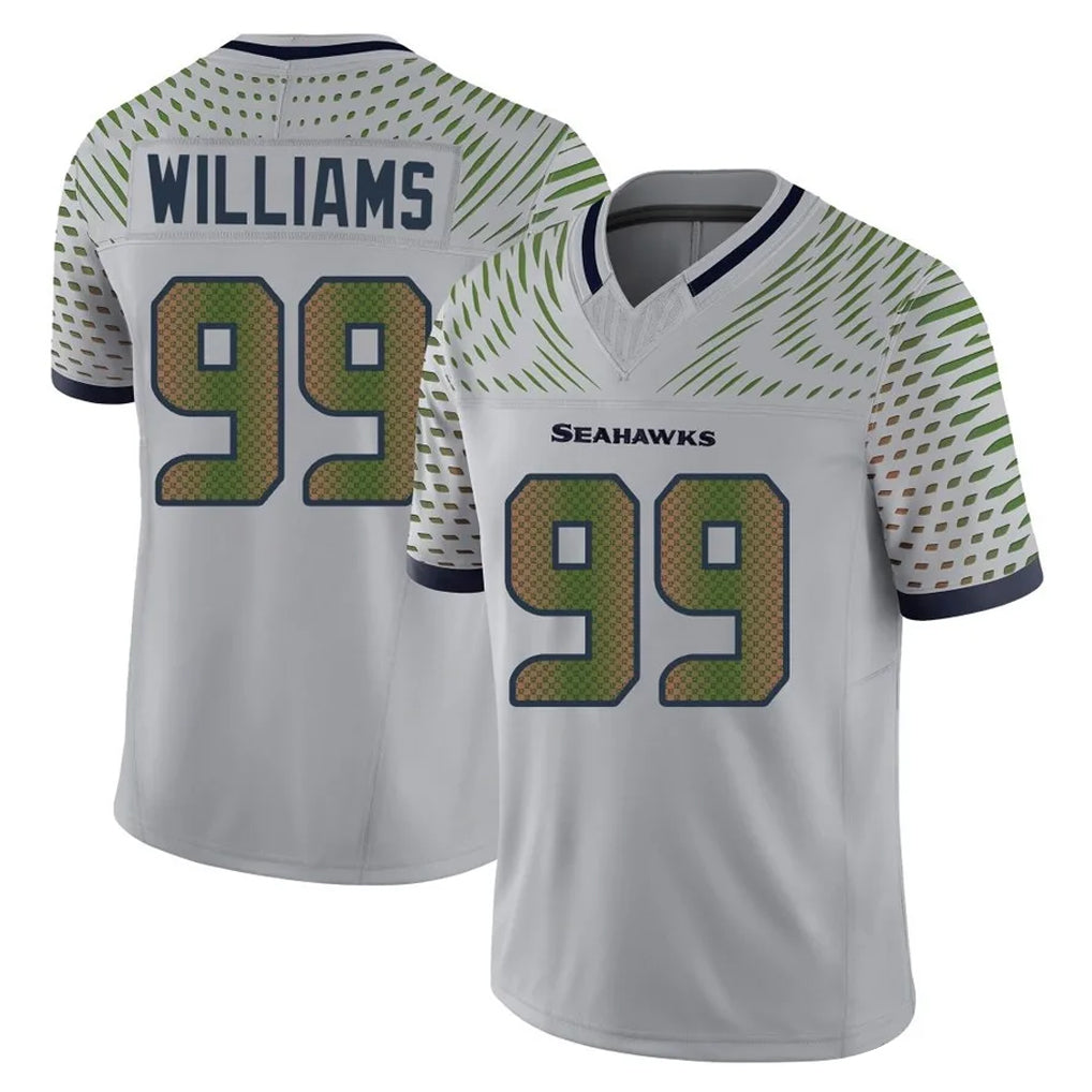 S.Seahawks #99 Leonard Williams Player Grey Limited 2025 Rivalries Collection Home Game Gdoa Stitched Jerseys