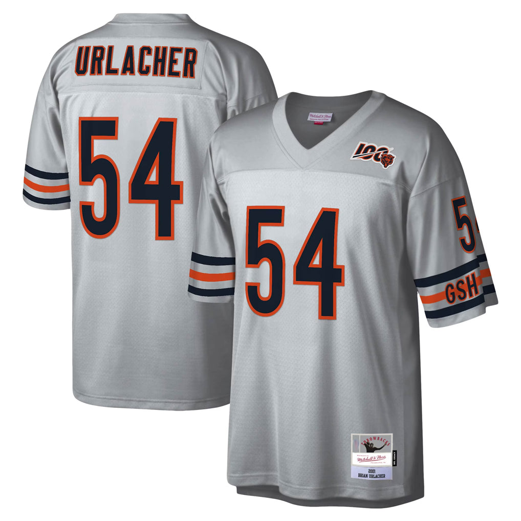 C.Bears #54 Brian Urlacher Player Silver Mitchell & Ness Legacy Replica Gdoa Stitched Jerseys