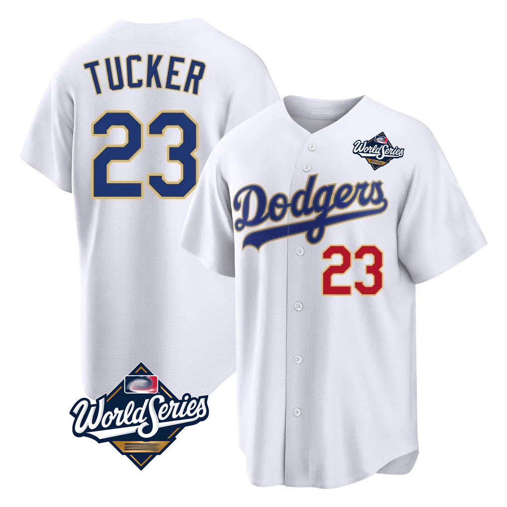 LA.Dodgers #23 Kyle Tucker Player Gold White World Series 2026 Collection Stadium Limited Fdoa Stitched Jerseys