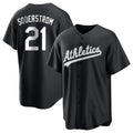 Athletics #21 Tyler Soderstrom player Black&White Replica Stitched Jersey