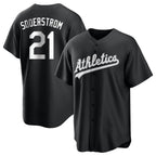 Athletics #21 Tyler Soderstrom player Black&White Replica Stitched Jersey