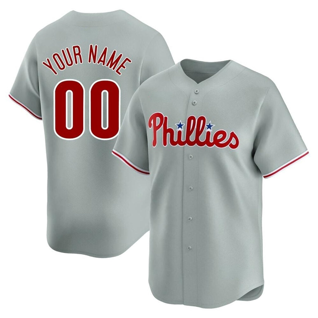 Custom P.Phillies Gray Home Limited Game Any Name & Number Gdoa Stitched Jerseys