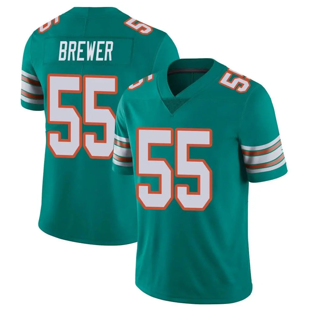 M.Dolphins #55 Aaron Brewer Player Aqua Limited Alternate Vapor Untouchable Home Game Gdoa Stitched Jerseys