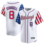 P.Pirates #8 Willie Stargell Player White 2025 Independence Day Vapor Premier Limited Fdoa Stitched Jerseys