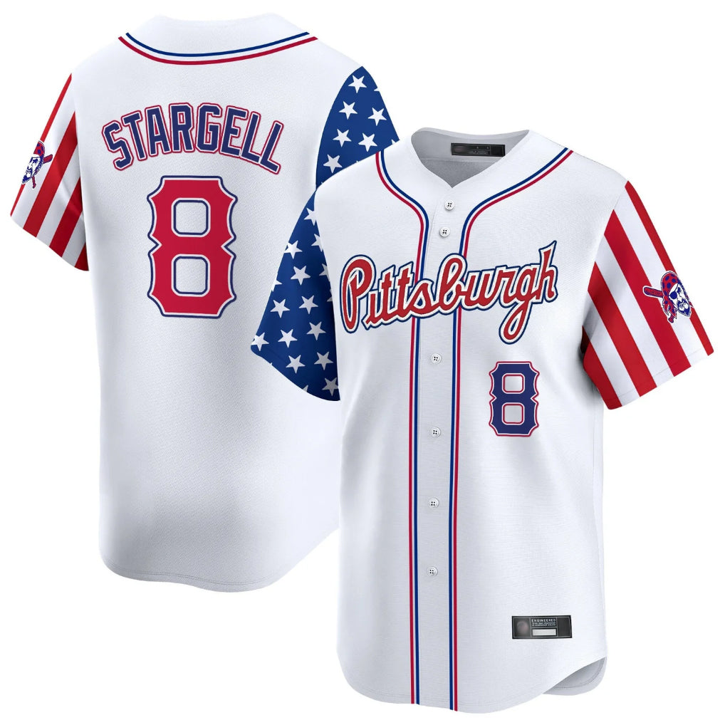 P.Pirates #8 Willie Stargell Player White 2025 Independence Day Vapor Premier Limited Fdoa Stitched Jerseys