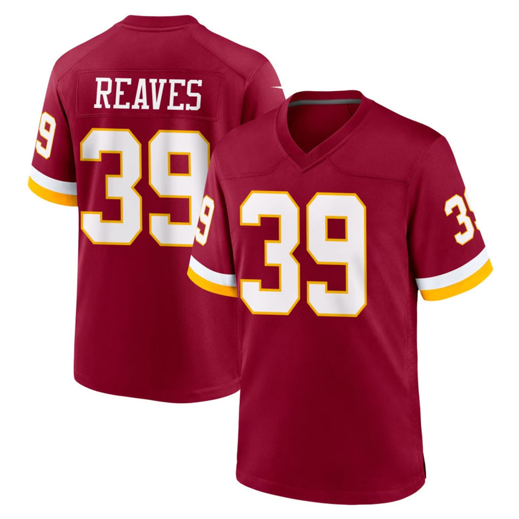 W.Commanders #39 Jeremy Reaves Player Burgundy Game Home Gdoa Stitched Jerseys