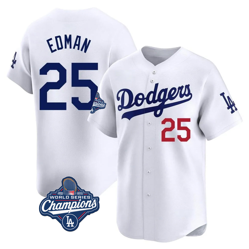 LA.Dodgers #25 Tommy Edman Player White World Series Meet Limited Home Fdoa Stitched Jerseys