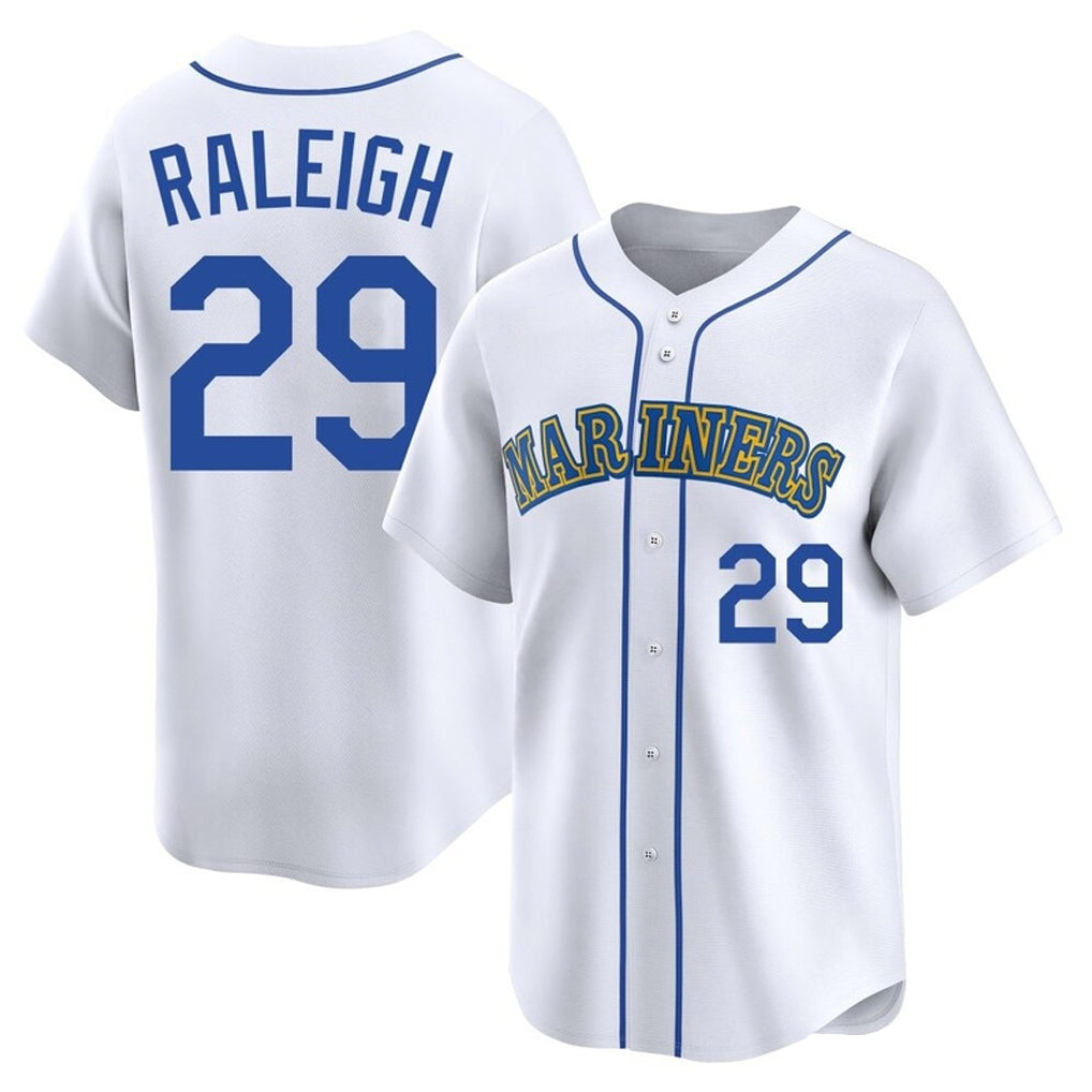 S.Mariners #29 Cal Raleigh Player White Pitch Fashion Game Fdoa Stitched Jerseys