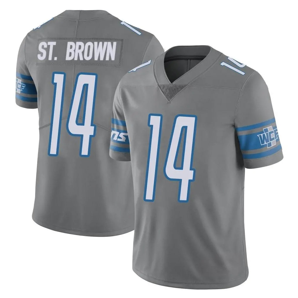 D.Lions #14 Amon-Ra St. Brown Player Gray Vapor Untouchable Limited Home Game Gdoa Stitched Jerseys