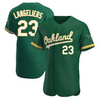 Athletics #23 Shea Langeliers Player Green Authentic Kelly Alternate Stitched Jerseys