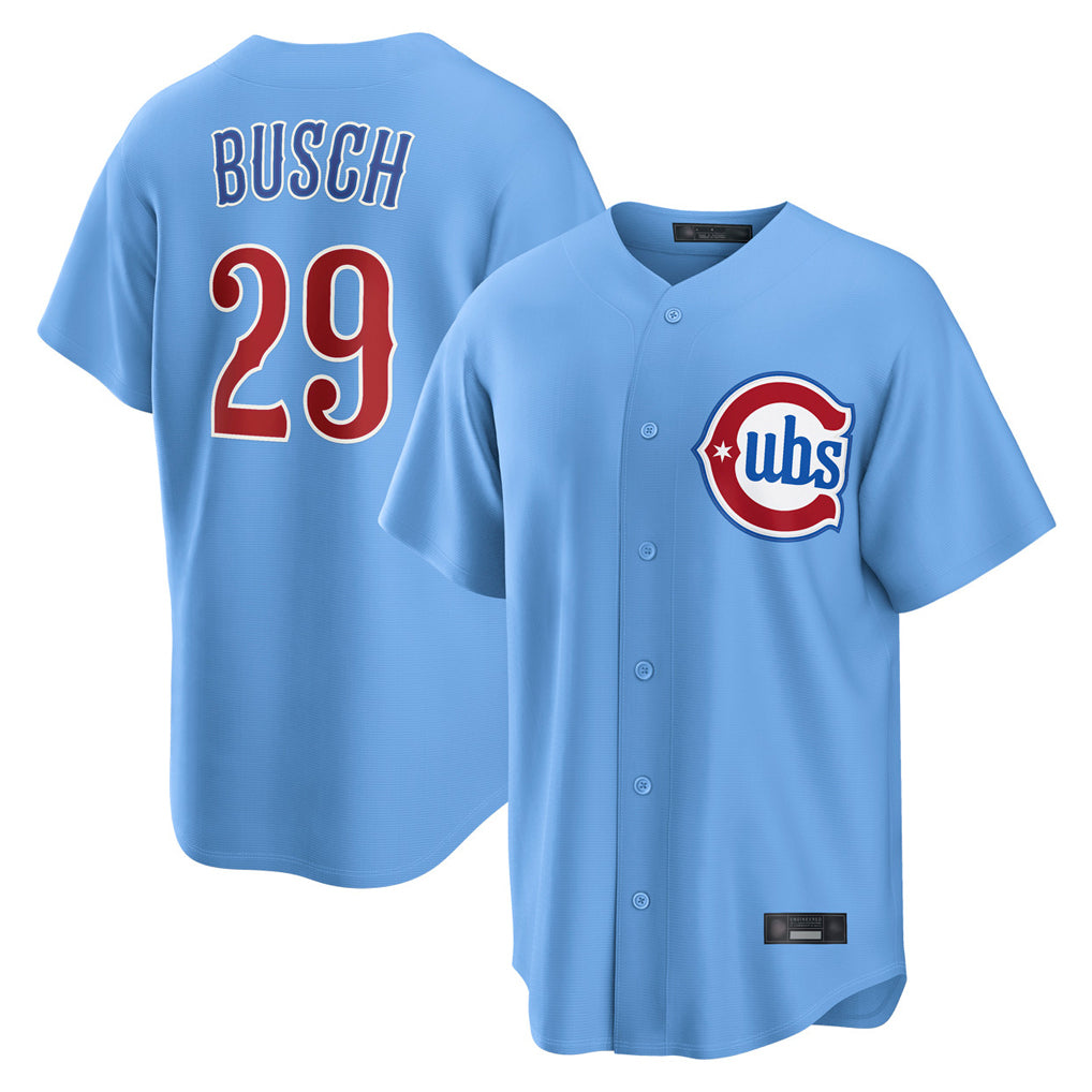 C.Cubs #29 Michael Busch Player Light Blue Home Game Gdoa Stitched Jerseys