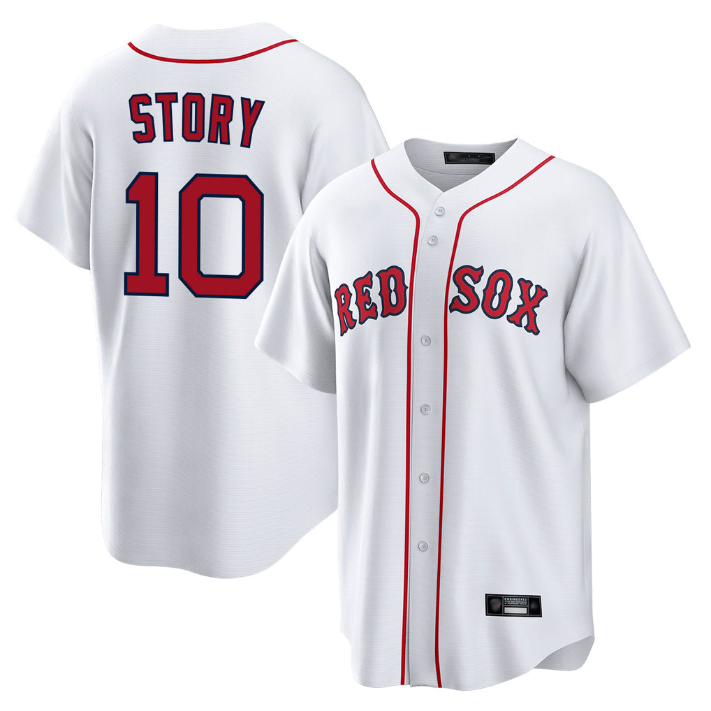 B.Red Sox #10 Trevor Story Player White Home Game Gdoa Stitched Jerseys