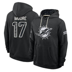 M.Dolphins #17 Trey Moore Player 2026 Black Logo Pullover Hoodies Limited Game Gdoa Stitched Jerseys
