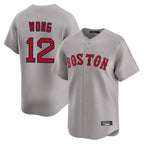 B.Red Sox #12 Connor Wong Player Gray Road Limited Home Game Gdoa Stitched Jerseys