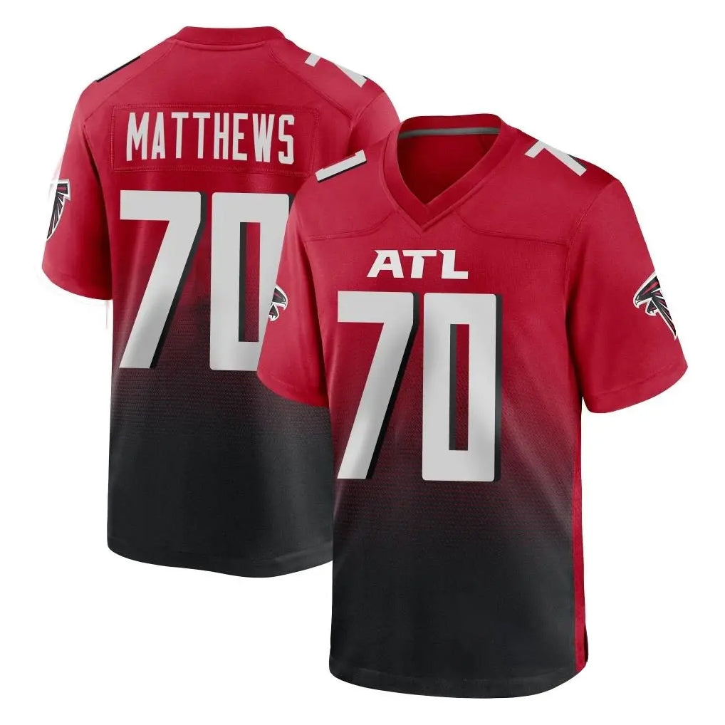 A.Falcons #70 Jake Matthews Player Red Home Game Gdoa Stitched Jerseys