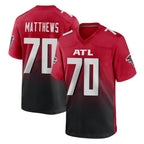 A.Falcons #70 Jake Matthews Player Red Home Game Gdoa Stitched Jerseys