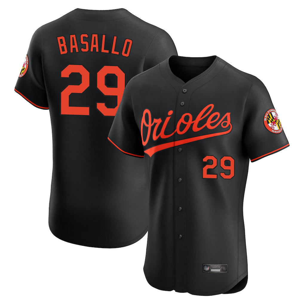 B.Orioles #29 Samuel Basallo Player Black Limited Elite Home Game Gdoa Stitched Jerseys
