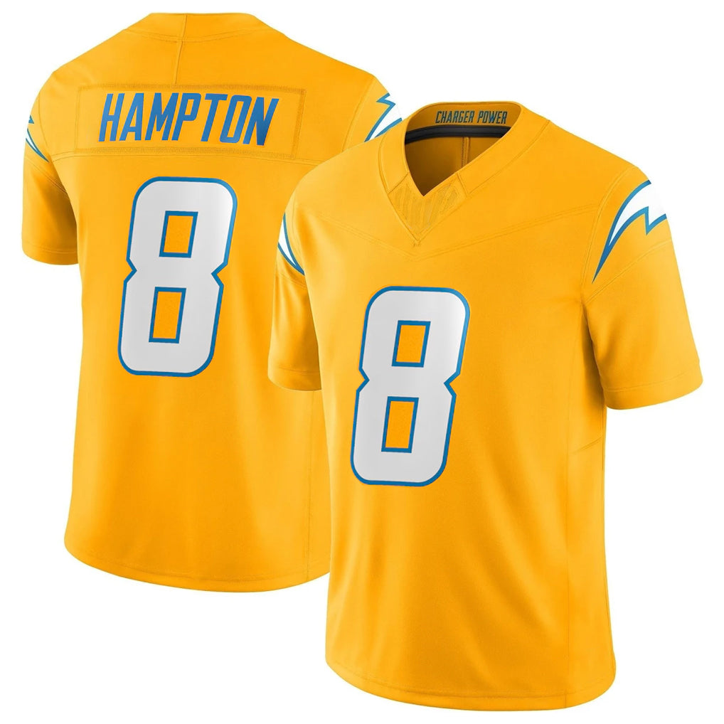 LA.Chargers #8 Omarion Hampton Player Gold Limited Vapor F.U.S.E. Home Game Gdoa Stitched Jerseys