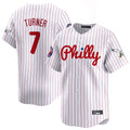 P.Phillies #7 Trea Turner Player White Pinstripe Phillies & Eagles Vapor Premier Limited Fdoa Stitched Jerseys