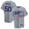 LA.Dodgers #50 Mookie Betts Player Gray Game Home Fdoa Stitched Jerseys