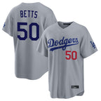 LA.Dodgers #50 Mookie Betts Player Gray Game Home Fdoa Stitched Jerseys