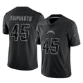 LA.Chargers #45 Tuli Tuipulotu Player Black Limited Reflective Home Game Gdoa Stitched Jerseys