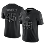 LA.Chargers #45 Tuli Tuipulotu Player Black Limited Reflective Home Game Gdoa Stitched Jerseys