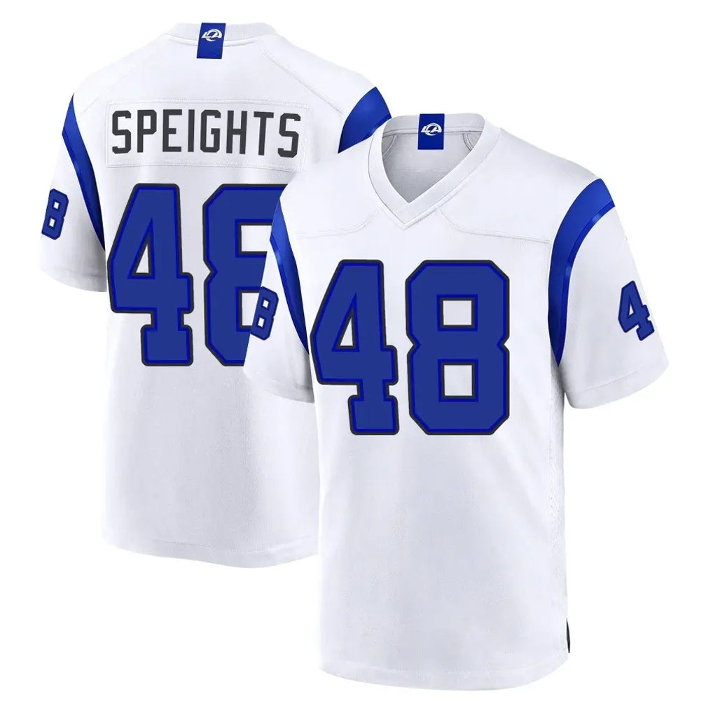 LA.Rams #48 Omar Speights Player White Fearsome Home Game Gdoa Stitched Jerseys