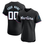 Custom M.Marlins Black Limited Elite Home Game Any Name & Number Gdoa Stitched Jerseys