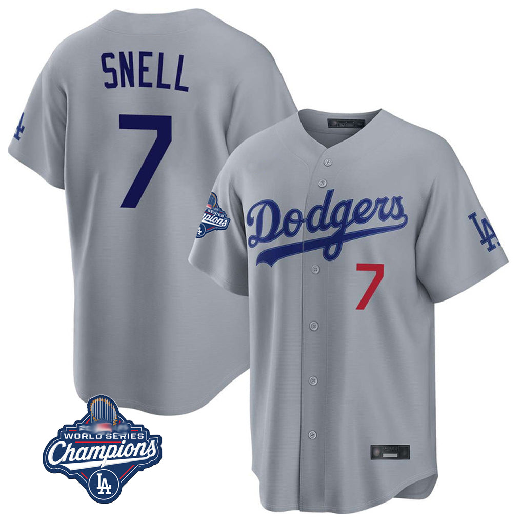 LA.Dodgers #7 Blake Snell Player Gray Game World Series Meet Home Fdoa Stitched Jerseys