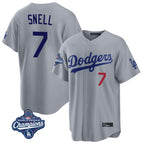 LA.Dodgers #7 Blake Snell Player Gray Game World Series Meet Home Fdoa Stitched Jerseys