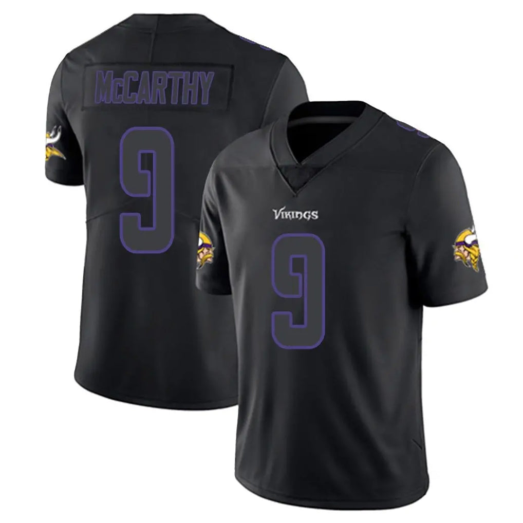 M.Vikings #9 J.J. McCarthy Player Black Impact LImited Home Game Gdoa Stitched Jerseys