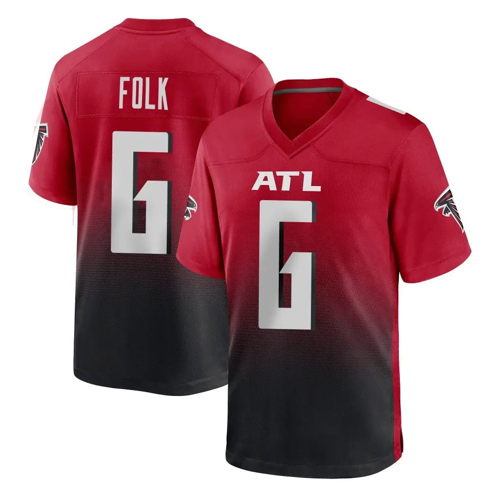 A.Falcons #6 Nick Folk Player Red Home Game Gdoa Stitched Jerseys