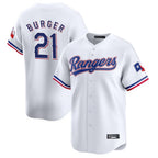 T.Rangers #21 Jake Burger Player White&Blue Home Limited Fdoa Stitched Jerseys