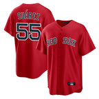 B.Red Sox #55 Ranger Su¨¢rez Player Red Home Game Gdoa Stitched Jerseys
