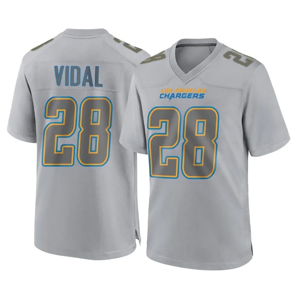 LA.Chargers #28 Kimani Vidal Player Gray Atmosphere Fashion Home Game Gdoa Stitched Jerseys
