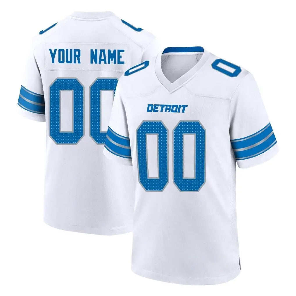 Custom D.Lions White Alternate Home Game Any Name & Numbers Gdoa Stitched Jerseys