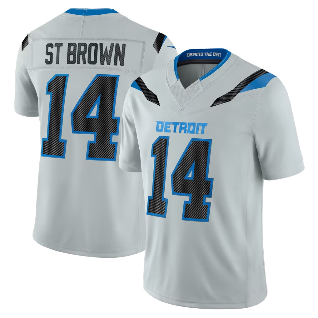 D.Lions #14 Amon-Ra St. Brown Player Silver Limited 2026 Rivalries Collection Home Game Gdoa Stitched Jerseys