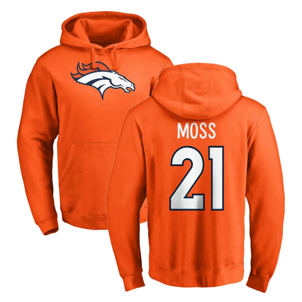 D.Broncos #21 Riley Moss Player Orange Pullover Hoodie Limited Gdoa Stitched Jerseys